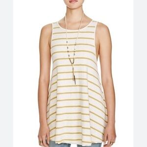 FREE PEOPLE We The Free Garden Sleeveless Striped Tunic Snow Heather Medium